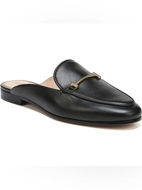 Sam Edelman laurna slip on flat loafer mule shoe black leather 6.5